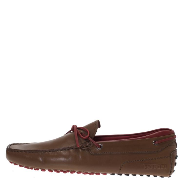 Pre Owned Tod's Brown Leather Bow Loafers Size  43