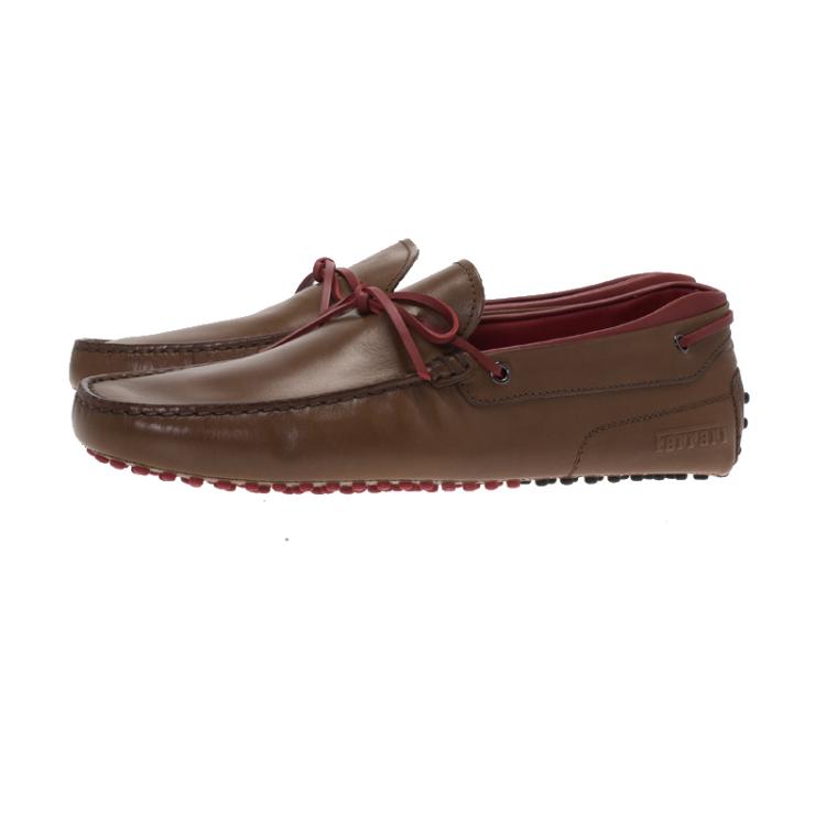 Pre Owned Tod's Brown Leather Bow Loafers Size  43