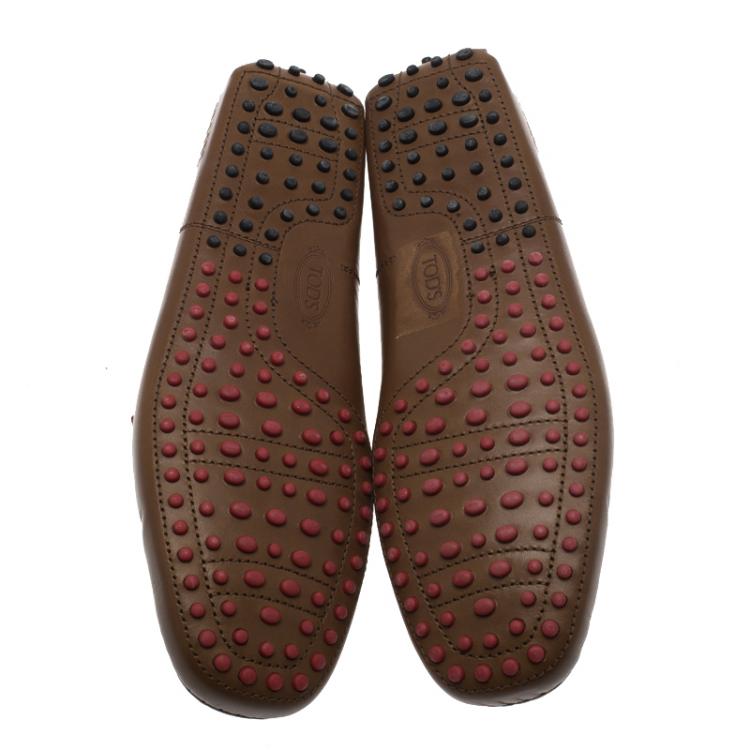Pre Owned Tod's Brown Leather Bow Loafers Size  43