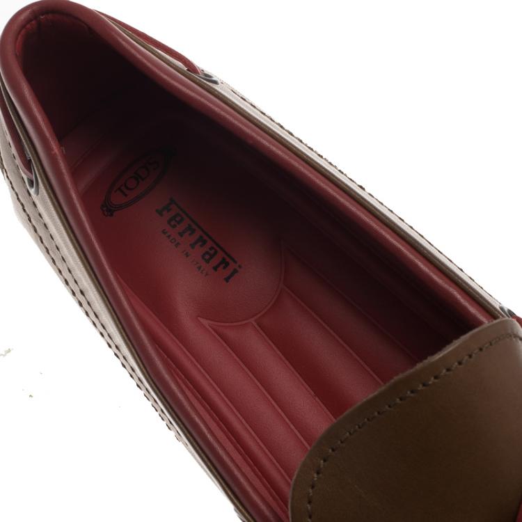Pre Owned Tod's Brown Leather Bow Loafers Size  43