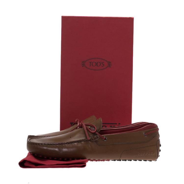 Pre Owned Tod's Brown Leather Bow Loafers Size  43