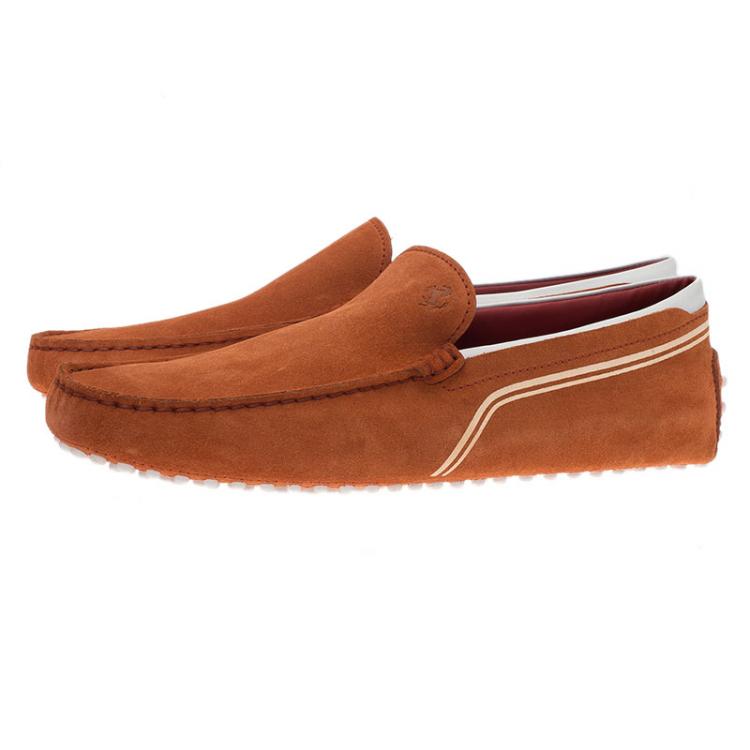 مملوكة مسبقًا Tod's for Ferrari Orange and White Suede Loafers Size 42.5