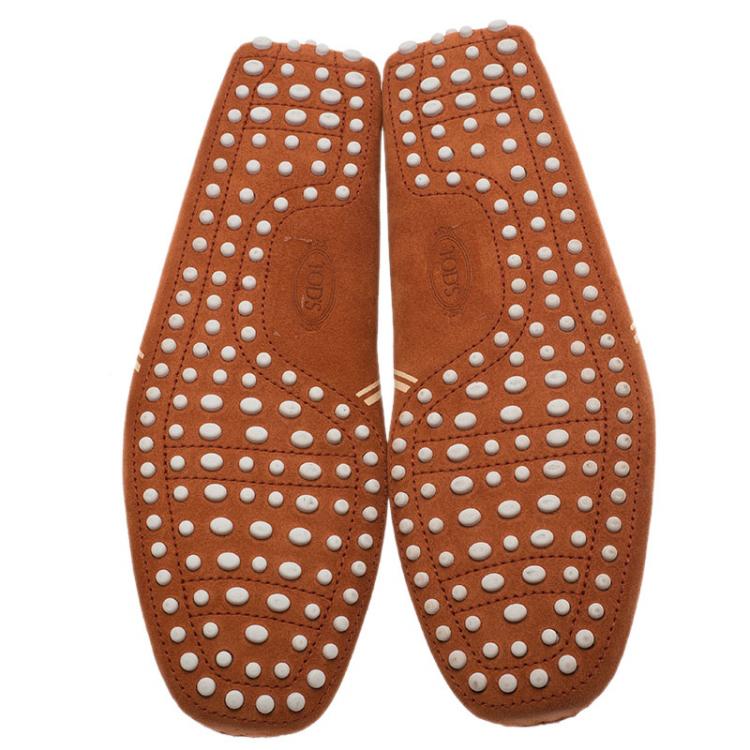 مملوكة مسبقًا Tod's for Ferrari Orange and White Suede Loafers Size 42.5