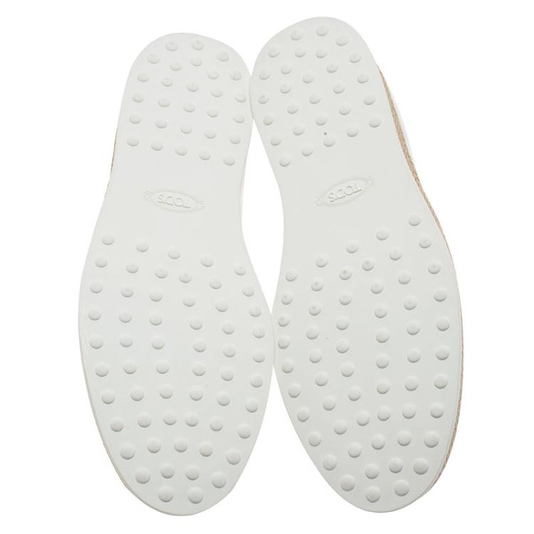 Pre Owned  Tod's White Leather Espadrille Sneakers Size 42.5