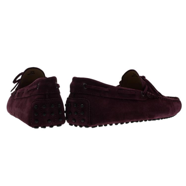Pre Owned Tod's Burgundy Suede Bow Loafers Size 42.5