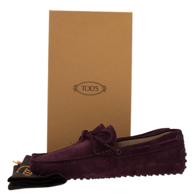 Pre Owned Tod's Burgundy Suede Bow Loafers Size 42.5