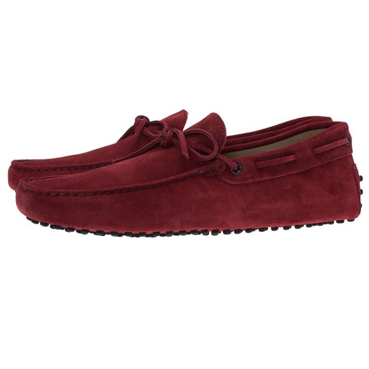 Pre Owned Tod's Burgundy Suede Bow Loafers Size 42.5