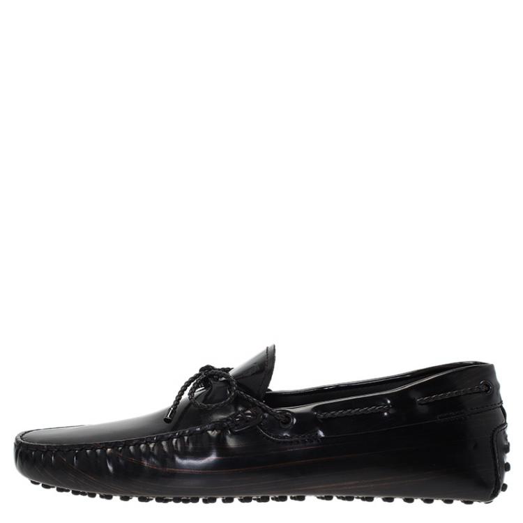 Pre Owned Tod's Brown Patent Bow Loafers Size 42.5
