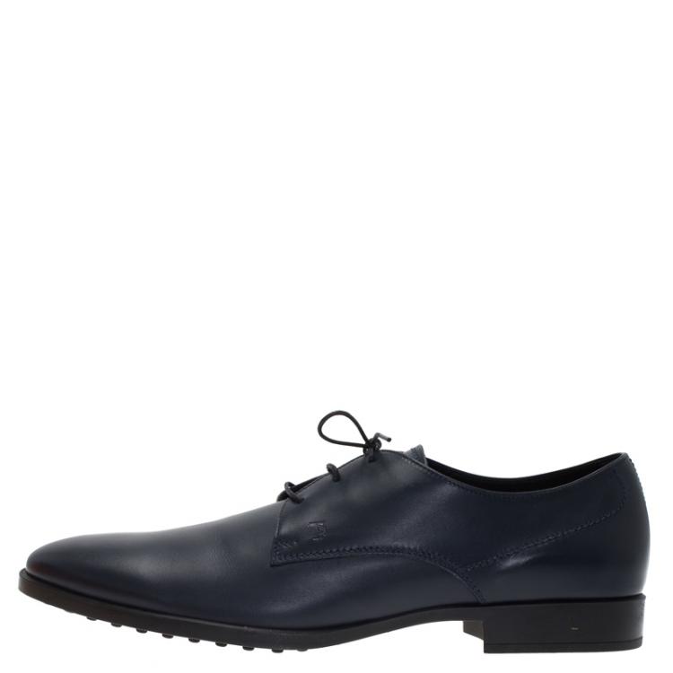 Pre Owned Tod's Blue Leather Oxfords Size 45.5