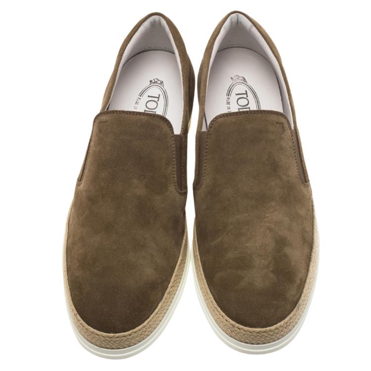 Pre Owned Tod's Grey Suede Espadrille Sneakers Size 45