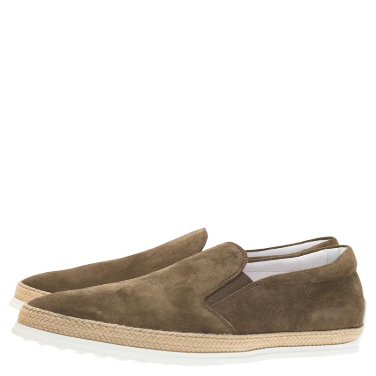 Pre Owned Tod's Grey Suede Espadrille Sneakers Size 45