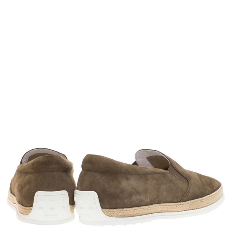 Pre Owned Tod's Grey Suede Espadrille Sneakers Size 45