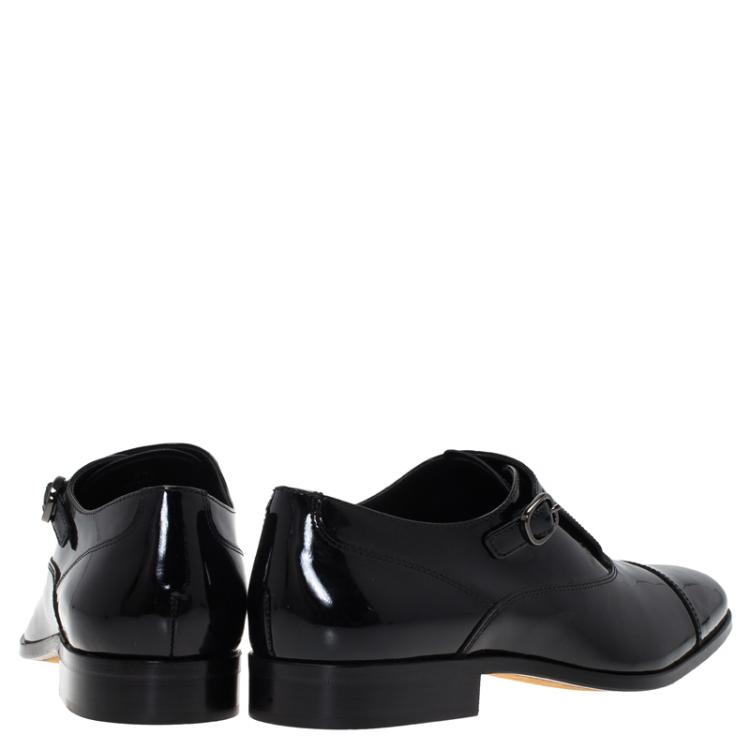 Pre Owned Tod's Black Patent Monk Strap Shoes Size 44