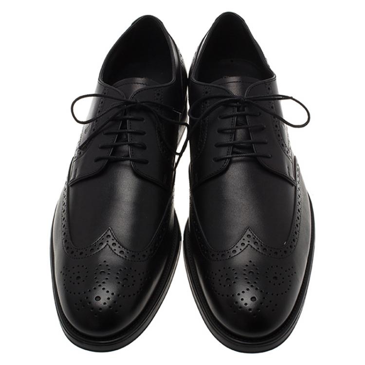 Pre Owned Tod's Black Brogue Leather Lace Up Oxfords Size 45