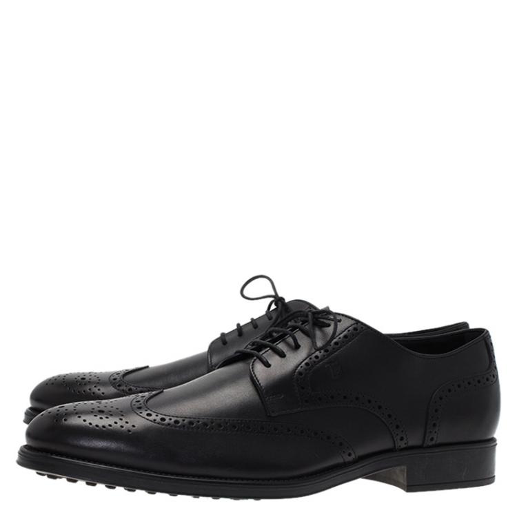 Pre Owned Tod's Black Brogue Leather Lace Up Oxfords Size 45