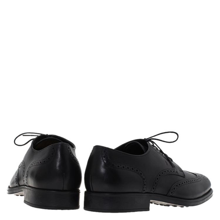 Pre Owned Tod's Black Brogue Leather Lace Up Oxfords Size 45