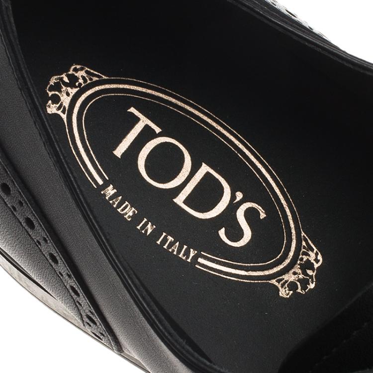 Pre Owned Tod's Black Brogue Leather Lace Up Oxfords Size 45
