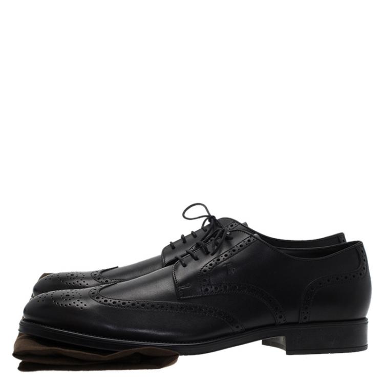 Pre Owned Tod's Black Brogue Leather Lace Up Oxfords Size 45
