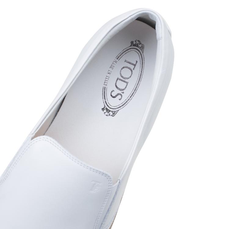 Pre Owned Tod's White Leather Espadrille Sneakers Size 47