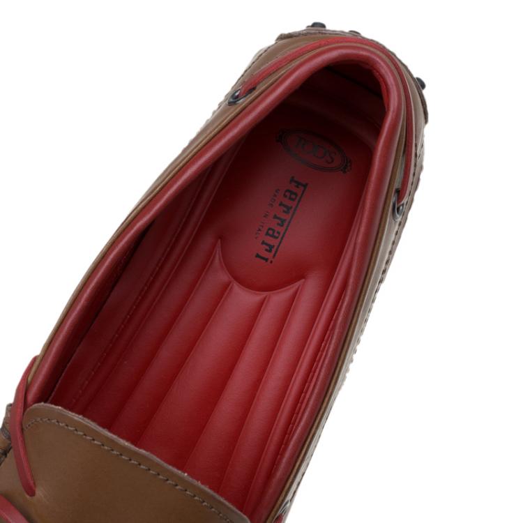 Pre Owned Tod's For Ferrari Brown Leather Bow Loafers Size 43