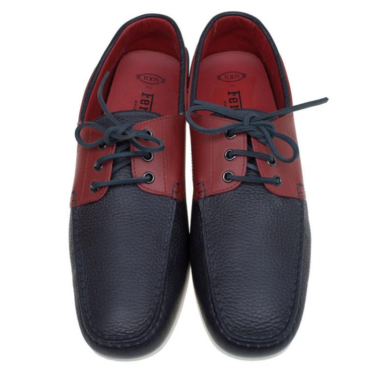 Pre Owned Tod's for Ferrari Two Tone Leather Boat Shoes Size 45.5