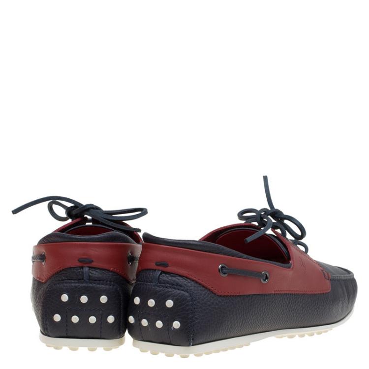 Pre Owned Tod's for Ferrari Two Tone Leather Boat Shoes Size 45.5