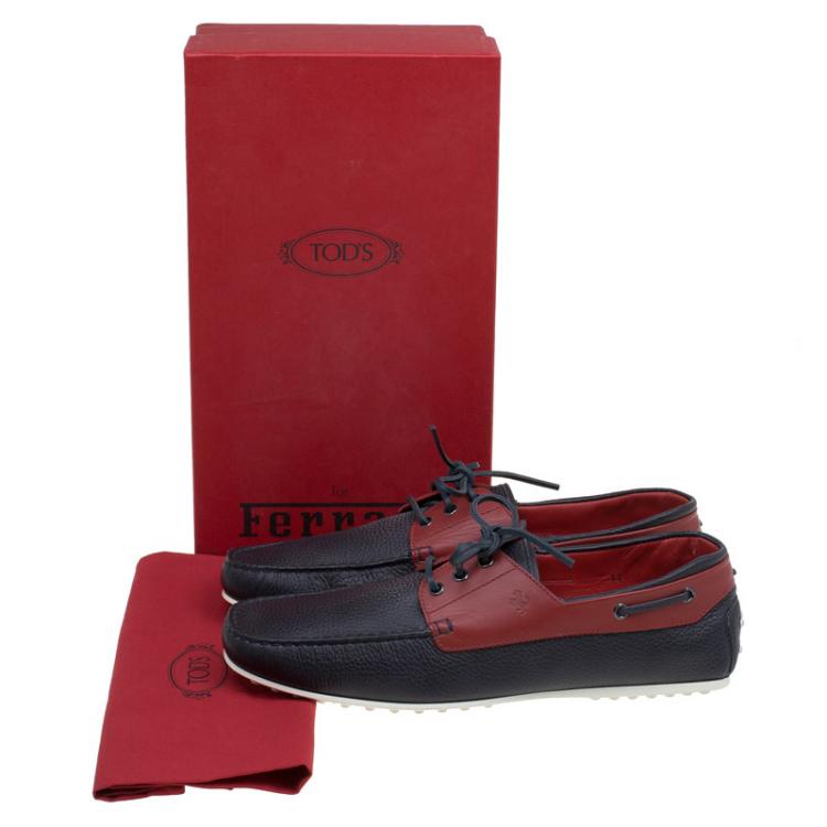 Pre Owned Tod's for Ferrari Two Tone Leather Boat Shoes Size 45.5