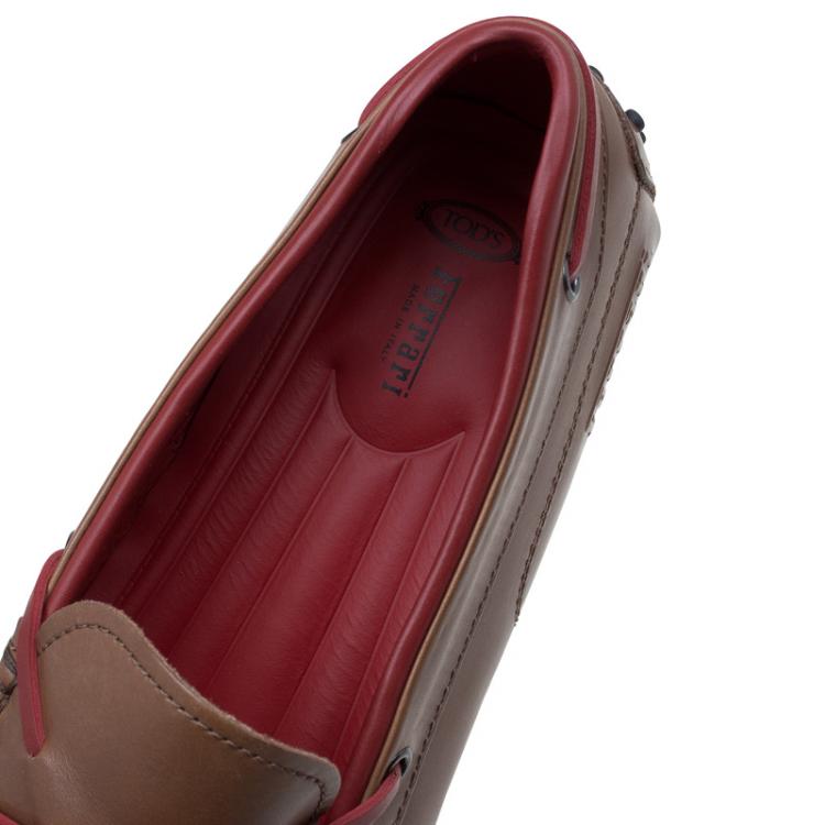 مملوكة مسبقًا Tod's For Ferrari Brown Leather Bow Loafers Size 44.5