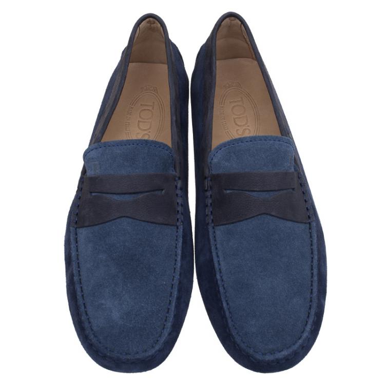 Pre Owned Tod's Two Tone Suede and Nubuck Penny Loafers Size 41