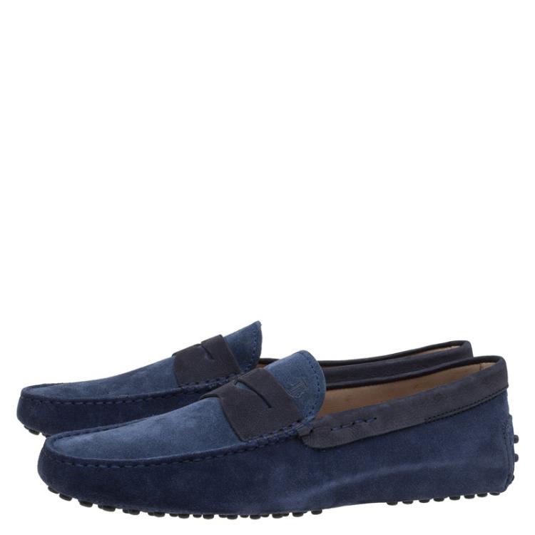 Pre Owned Tod's Two Tone Suede and Nubuck Penny Loafers Size 41