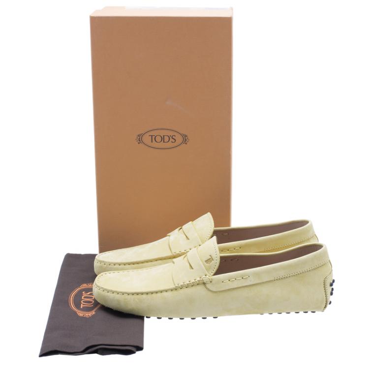 مملوكة مسبقًا Tod's Yellow Suede Penny Loafers Size 44