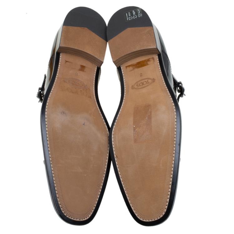 Pre Owned Tod's Black Patent Monk Strap Shoes Size 42