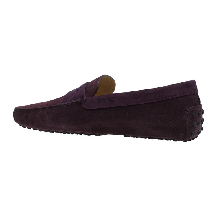 Pre Owned Tod's Purple Shaded Suede and Leather Penny Loafers Size 44.5