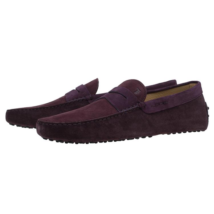 Pre Owned Tod's Purple Shaded Suede and Leather Penny Loafers Size 44.5