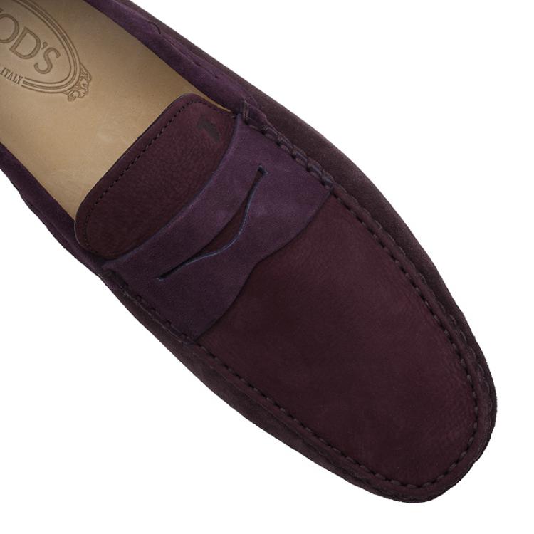 Pre Owned Tod's Purple Shaded Suede and Leather Penny Loafers Size 44.5