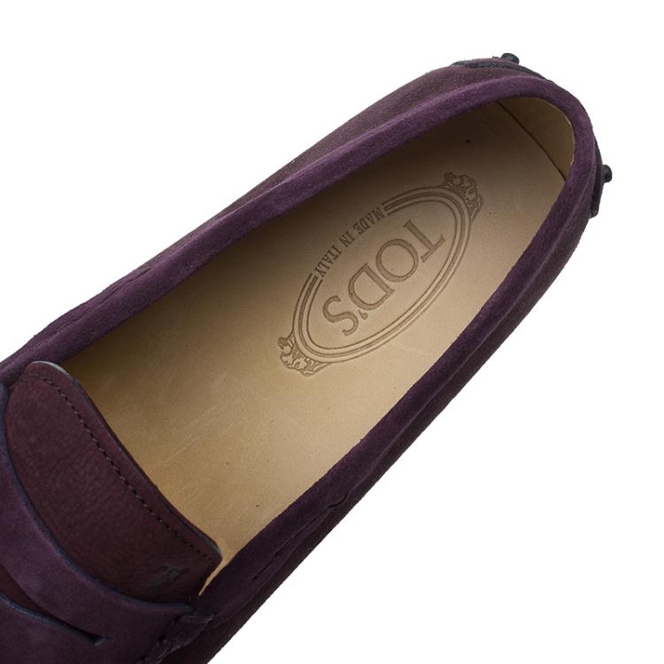 Pre Owned Tod's Purple Shaded Suede and Leather Penny Loafers Size 44.5