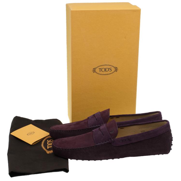 Pre Owned Tod's Purple Shaded Suede and Leather Penny Loafers Size 44.5