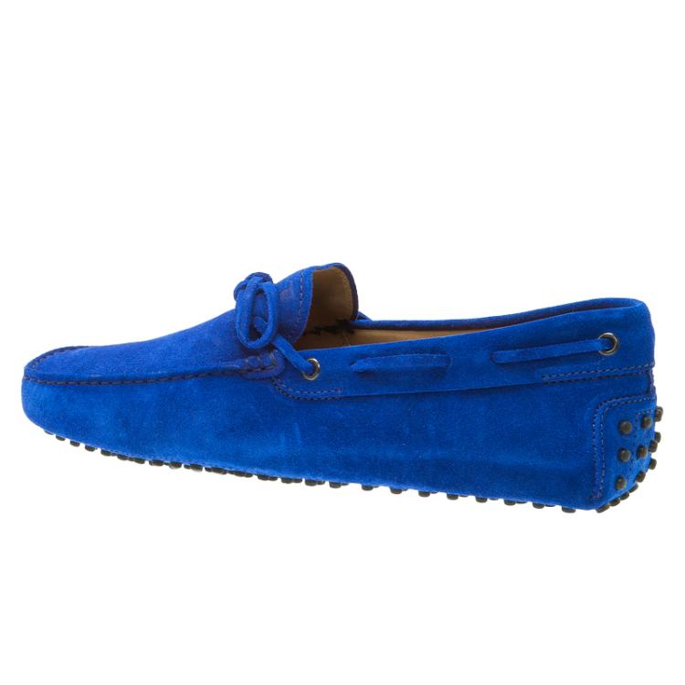 Pre Owned Tod's Blue Suede Bow Loafers Size 42.5