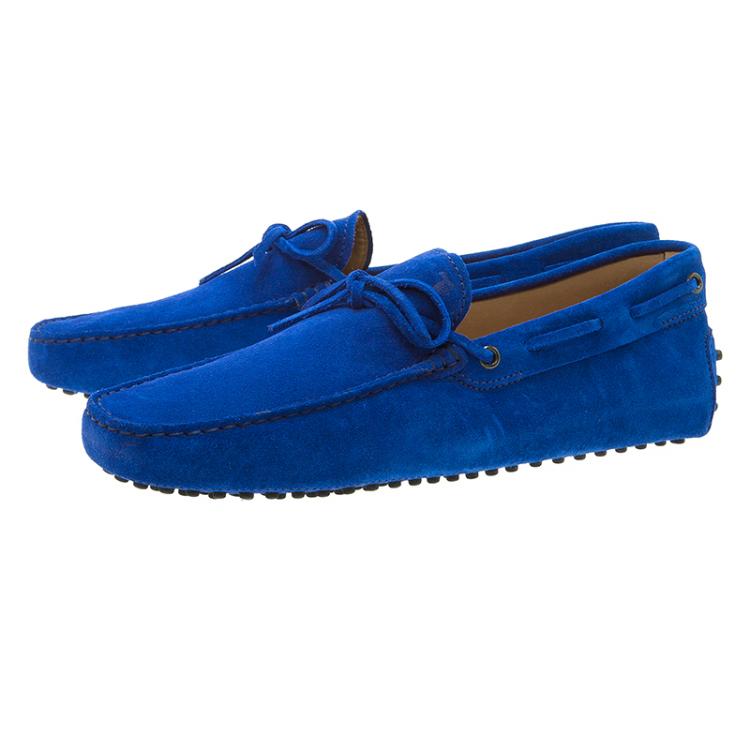 Pre Owned Tod's Blue Suede Bow Loafers Size 42.5