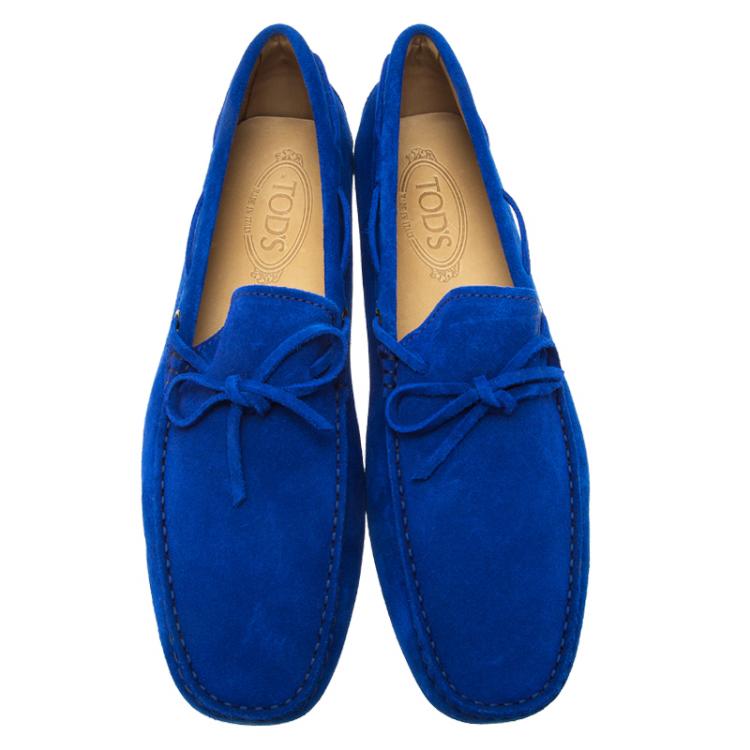 Pre Owned Tod's Blue Suede Bow Loafers Size 42.5