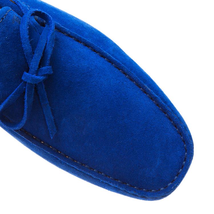Pre Owned Tod's Blue Suede Bow Loafers Size 42.5