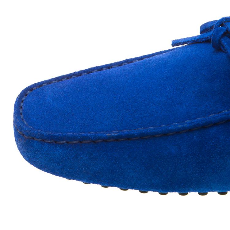 Pre Owned Tod's Blue Suede Bow Loafers Size 42.5