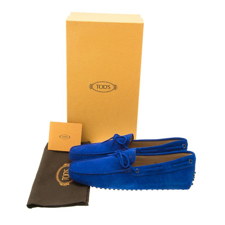 Pre Owned Tod's Blue Suede Bow Loafers Size 42.5
