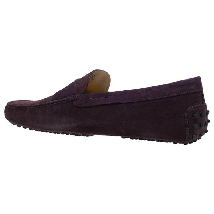 Pre Owned Tod's Purple Shaded Suede and Leather Penny Loafers Size 46