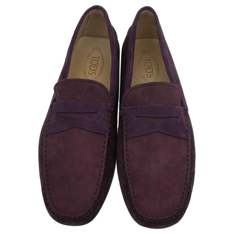 Pre Owned Tod's Purple Shaded Suede and Leather Penny Loafers Size 46