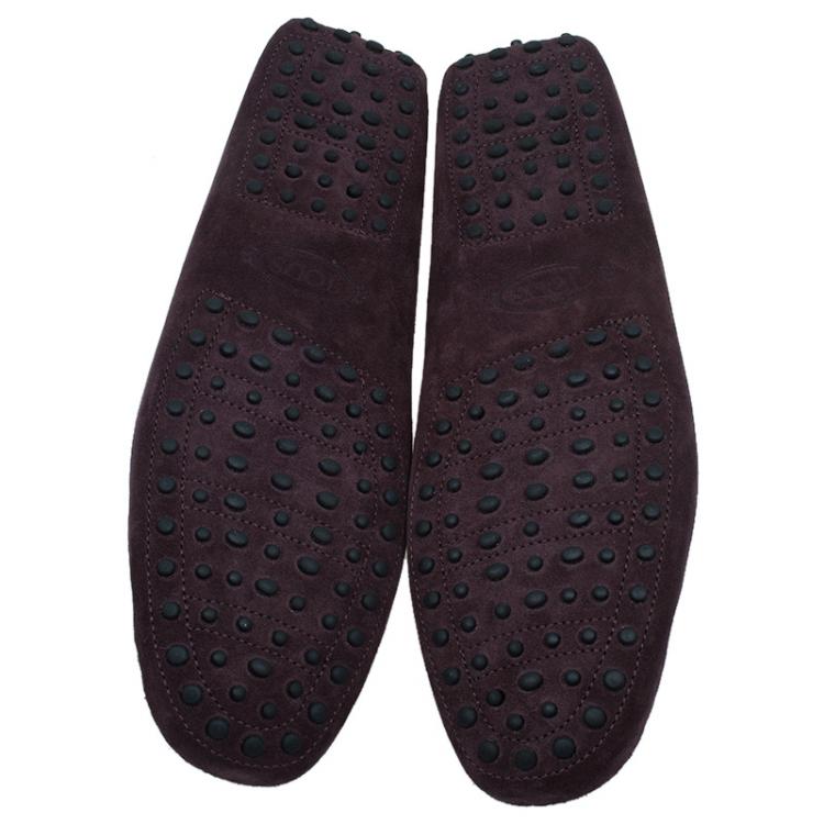 Pre Owned Tod's Purple Shaded Suede and Leather Penny Loafers Size 46