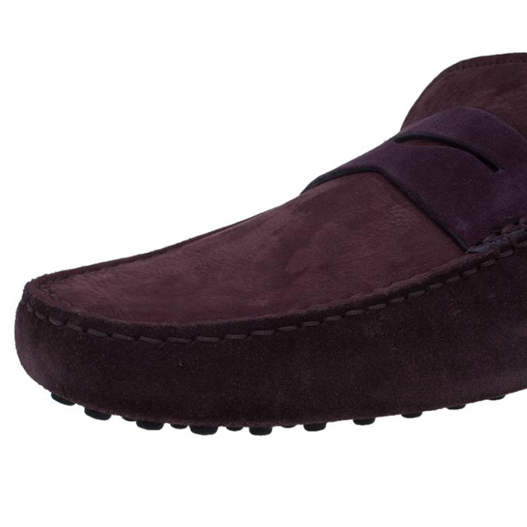 Pre Owned Tod's Purple Shaded Suede and Leather Penny Loafers Size 46