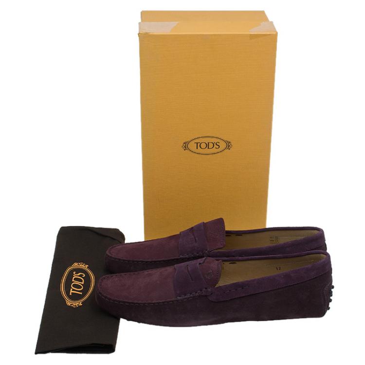Pre Owned Tod's Purple Shaded Suede and Leather Penny Loafers Size 46