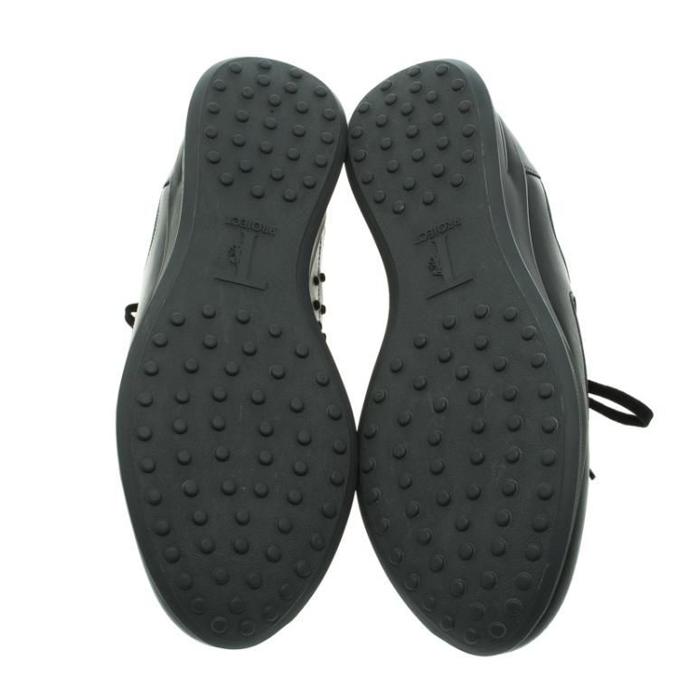 Pre Owned Tod's By T Project Black Leather Lace Up Sneakers Size 44