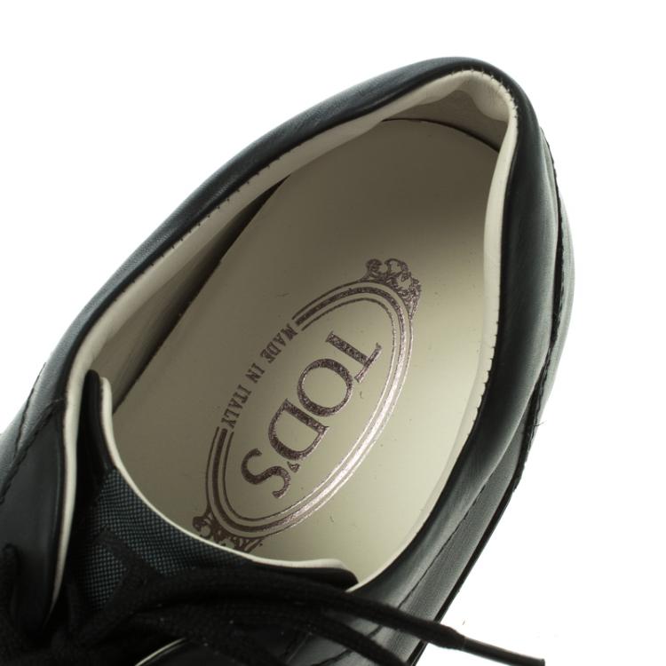 Pre Owned Tod's By T Project Black Leather Lace Up Sneakers Size 44